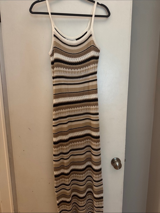 No Boundaries Dresses & Skirts - No Boundaries Striped Knit Maxi Dress in Beige, Cream and Black